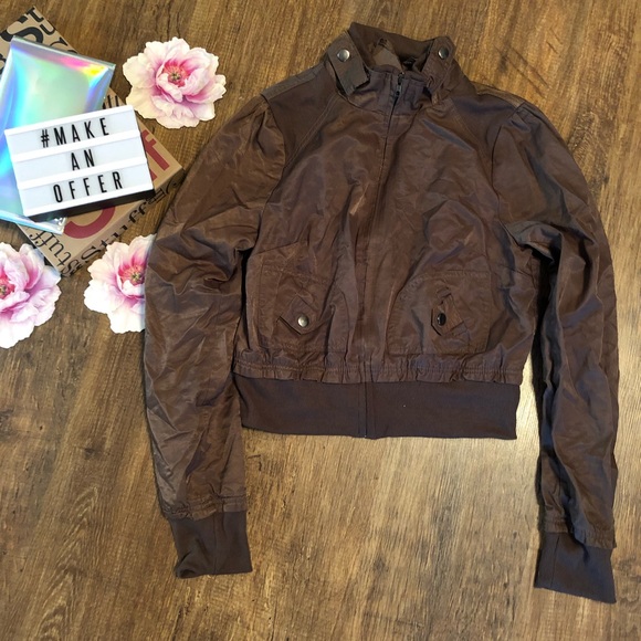 Active USA Jackets & Blazers - Brown Cropped Bomber Jacket